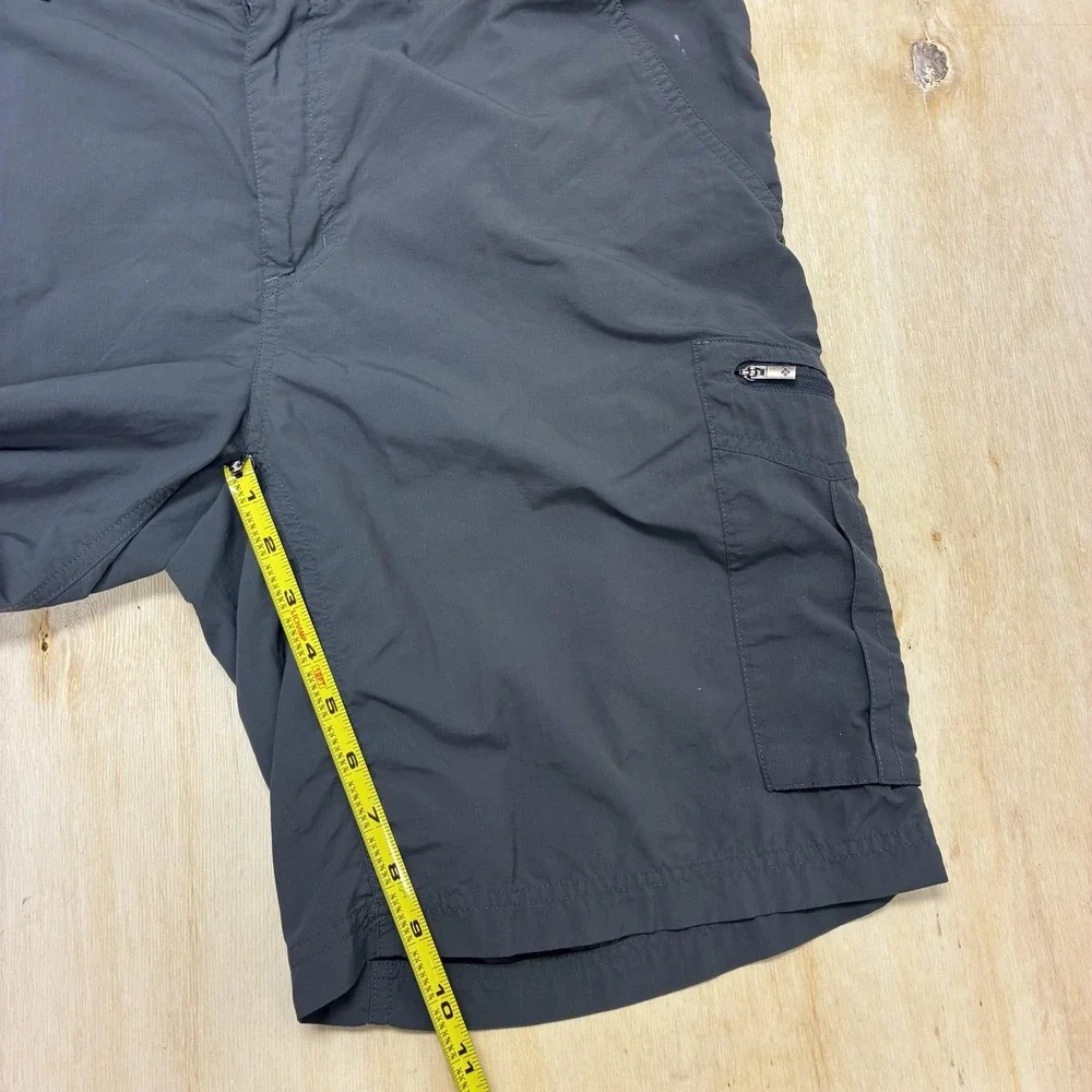 Columbia Cargo Shorts Mens 34 Gray Nylon Lined Quick Dry 10 Inseam Outdoor
